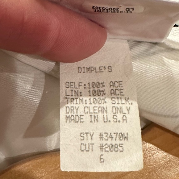 Dimples Dress White with Black Flocked Floral Design and Moveable Flower - Picture 8 of 9